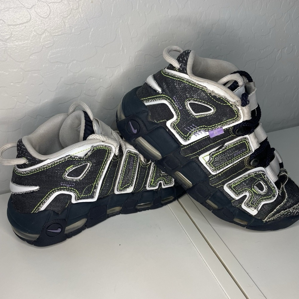 Nike Air Women Sneaker More Uptempo Lace Up Swoosh Metallic Blue 6.5 DX4219-400